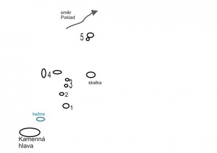 Mapa kamenů za Kamenou Hlavou